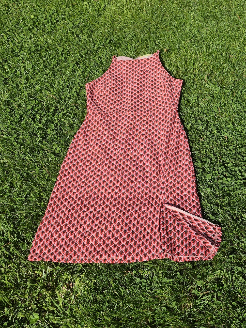 GIANNI BINI Pink/Brown Printed Sleeveless Midi Dress-L